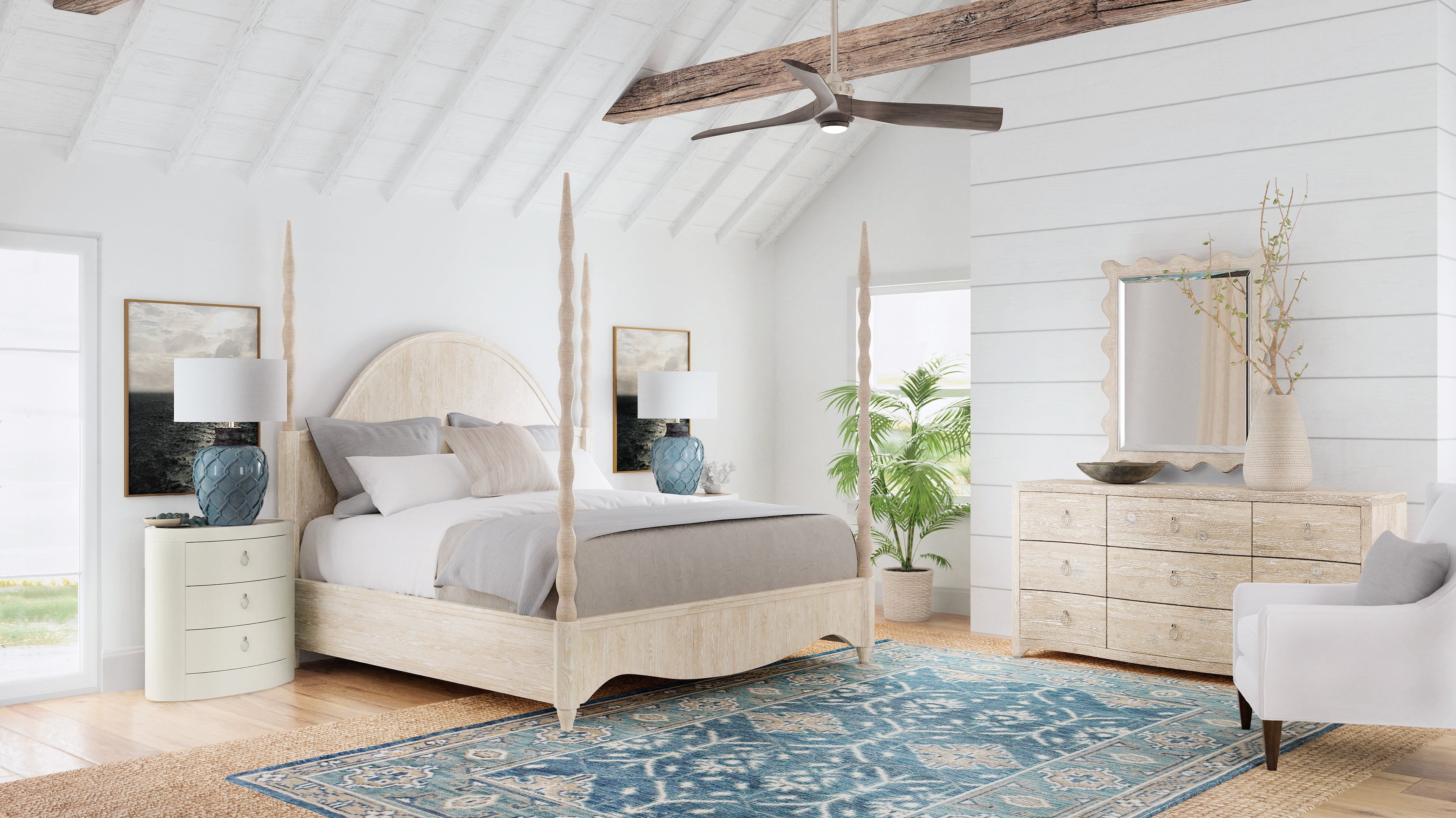 Serenity Jetty Cal King Poster Bed | Hooker Furniture - 6350-90660-80