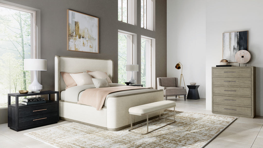 Linville Falls Boones King Upholstered Shelter Bed | Hooker Furniture - 6150-90466-85