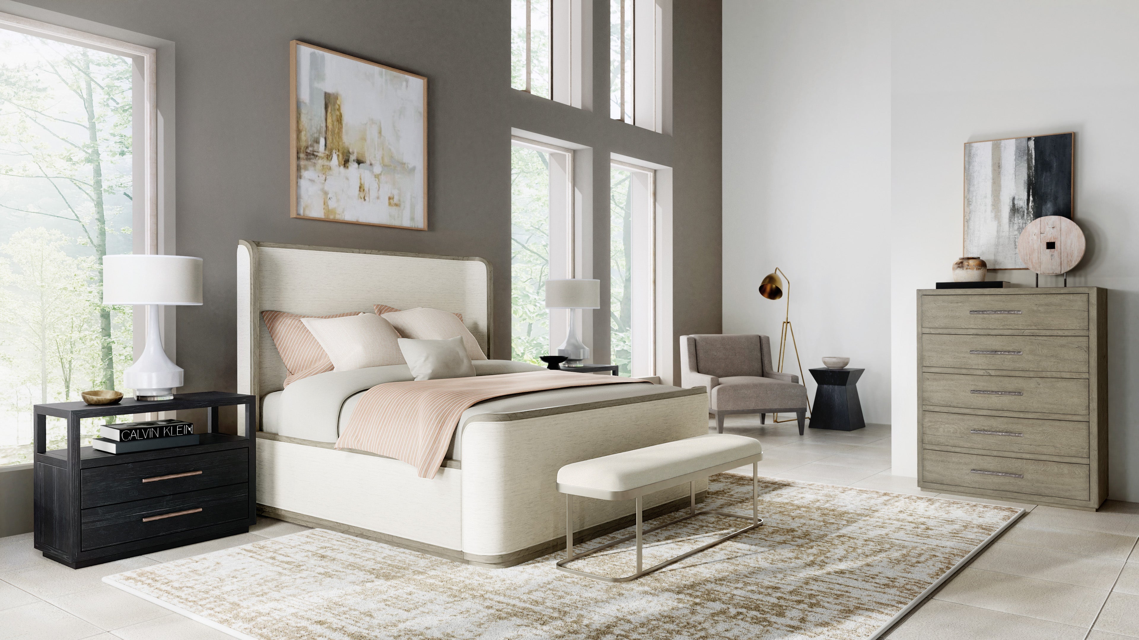 Linville Falls Boones King Upholstered Shelter Bed | Hooker Furniture - 6150-90466-85