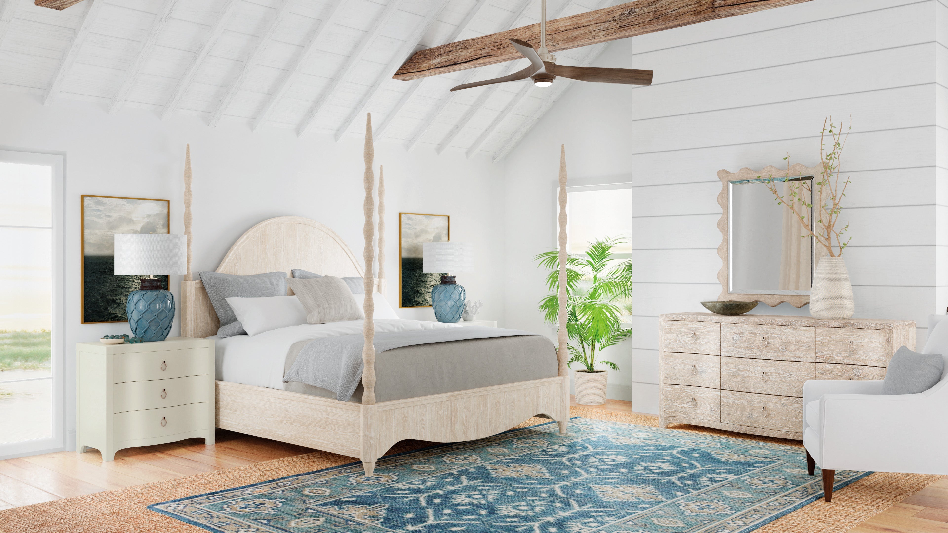 Serenity Jetty Cal King Poster Bed | Hooker Furniture - 6350-90660-80